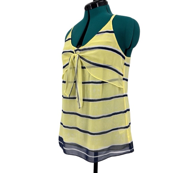 Cabi Knot Cami # 5207, Yellow and Navy Striped Tie Front Cami-Style Top, Medium - Picture 3 of 16